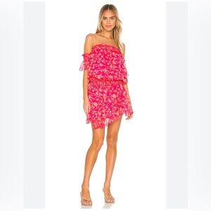 AMANDA UPRICHARD Ariella Dress in Brookside Ruffle Smocked Floral Fairy Sheer S